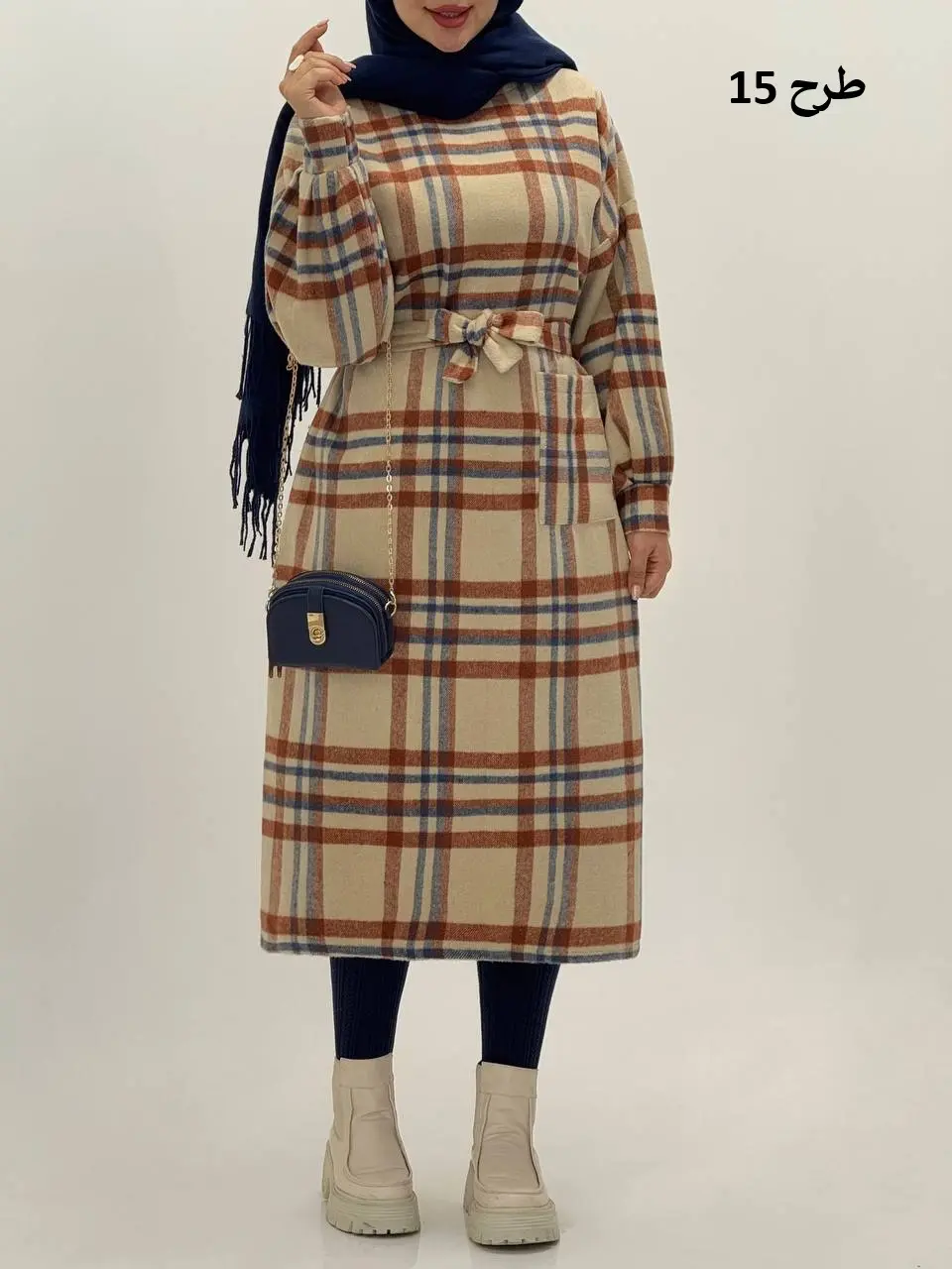 3593-کفتان چهارخونه پشمی